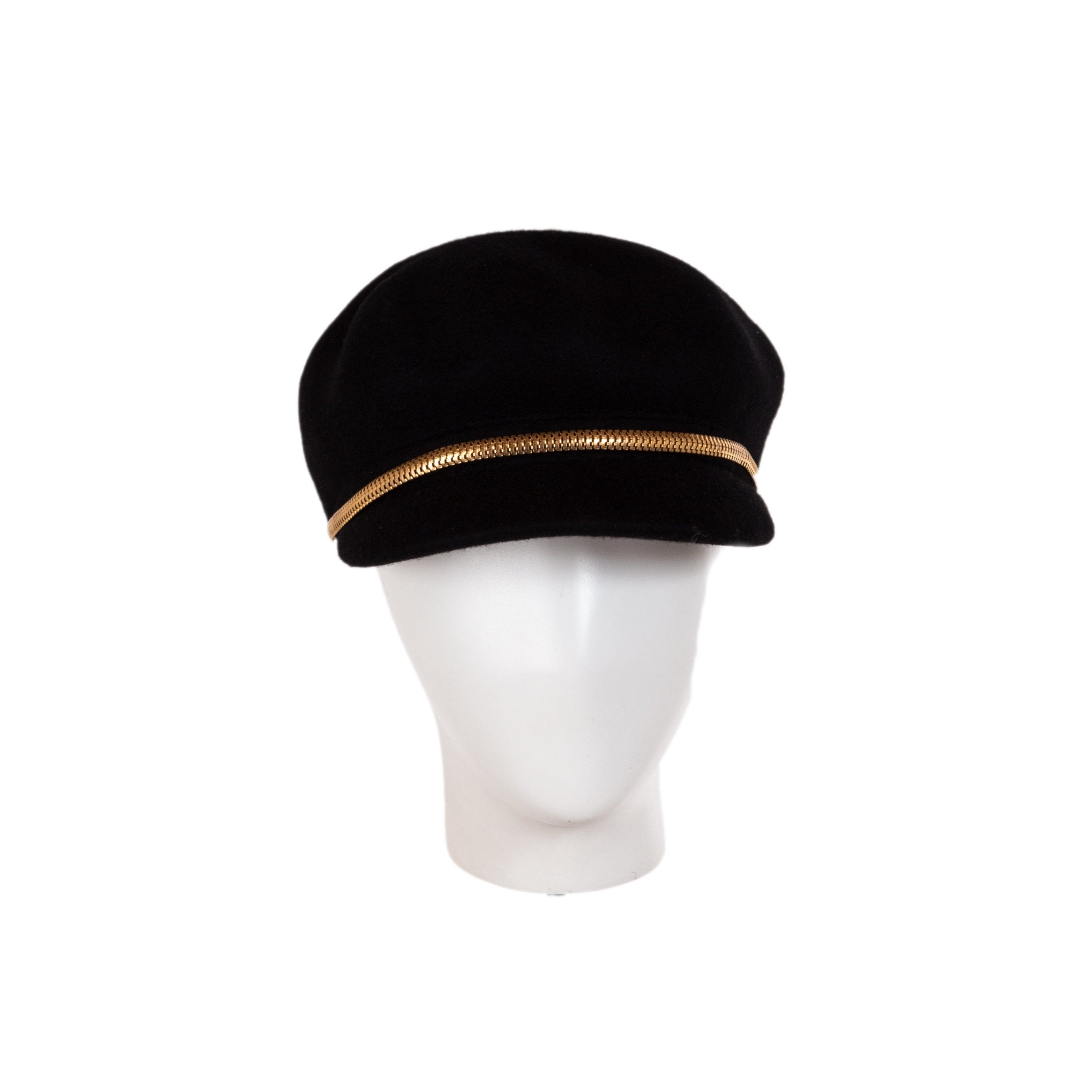 Camel Paige Boy Baker Boy Fiddler Cap with Gold Chain Trim – Black Band Detail hicks-brown-the-felsham-tweed-  main image 2