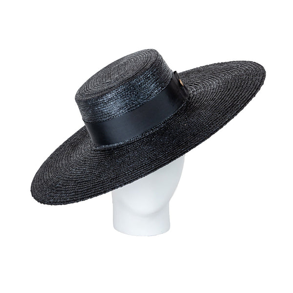 black boater hat