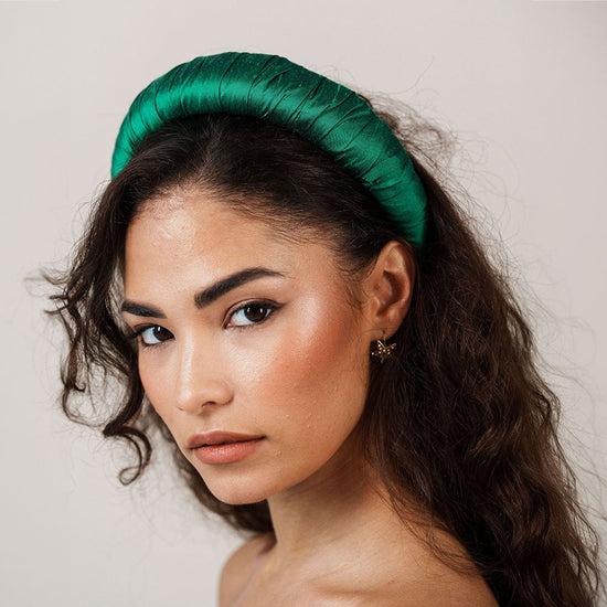 green silk headband