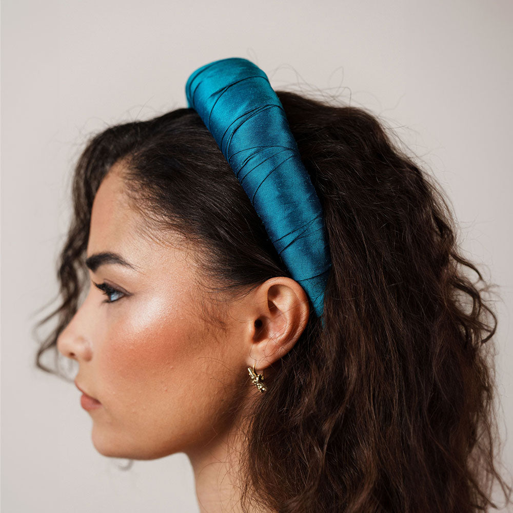 blue silk headband