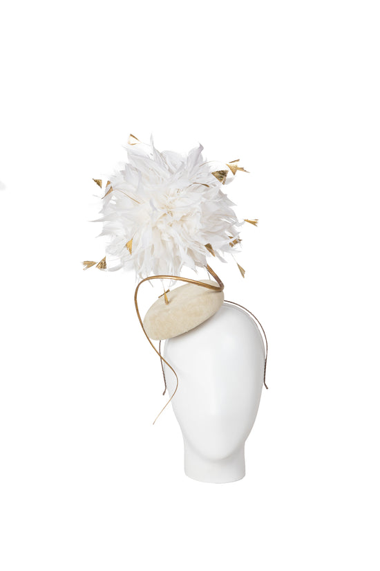 White designer fascinator