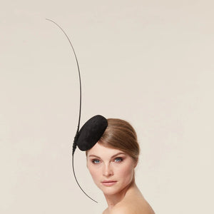 black fascinator style hat