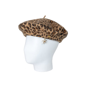 Leopard print beret