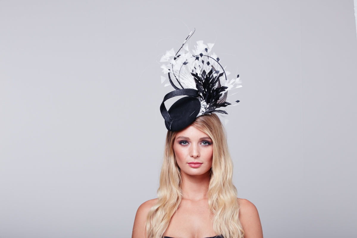 black and white ascot hat