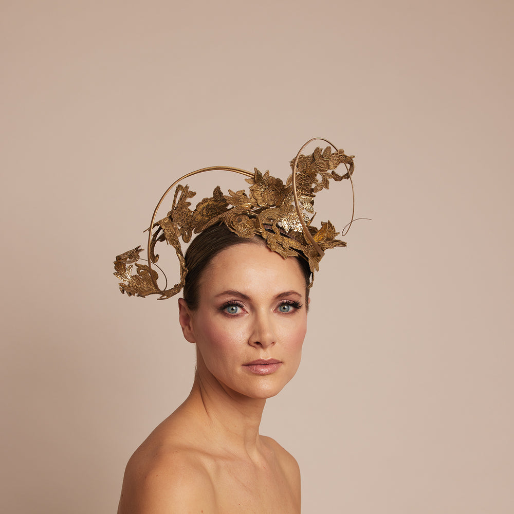 gold fascinator headband