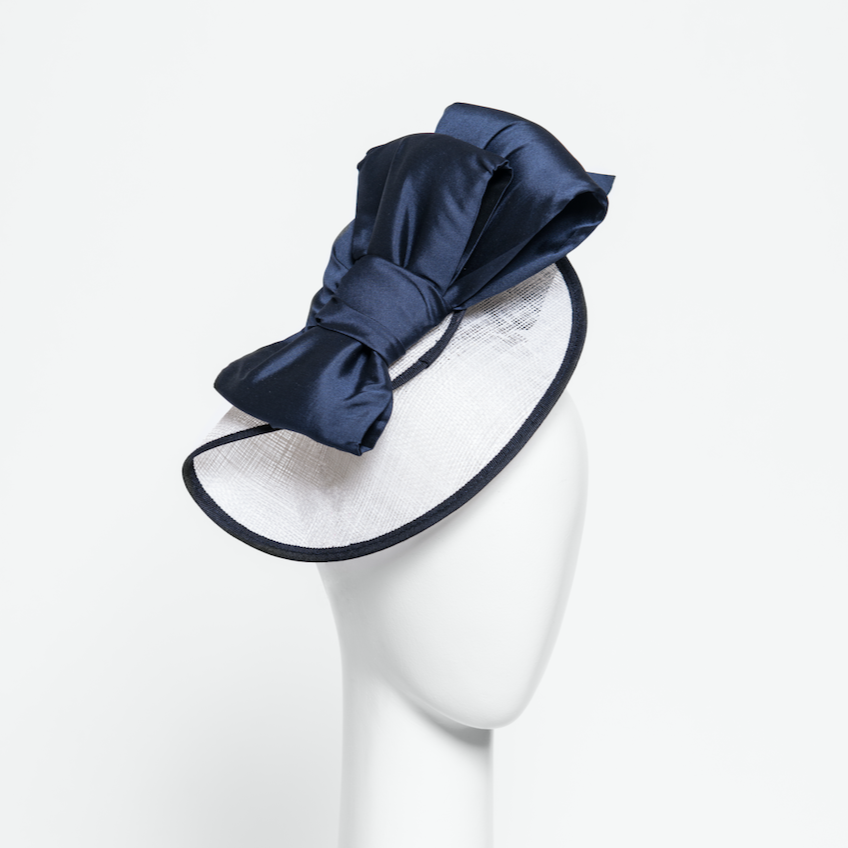 navy disc fascinator hat