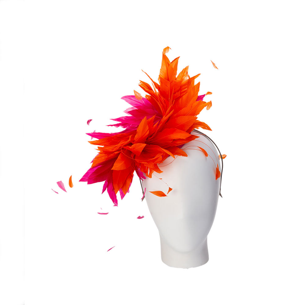 orange feather fascinator