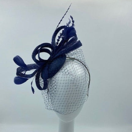 navy fascinator headband