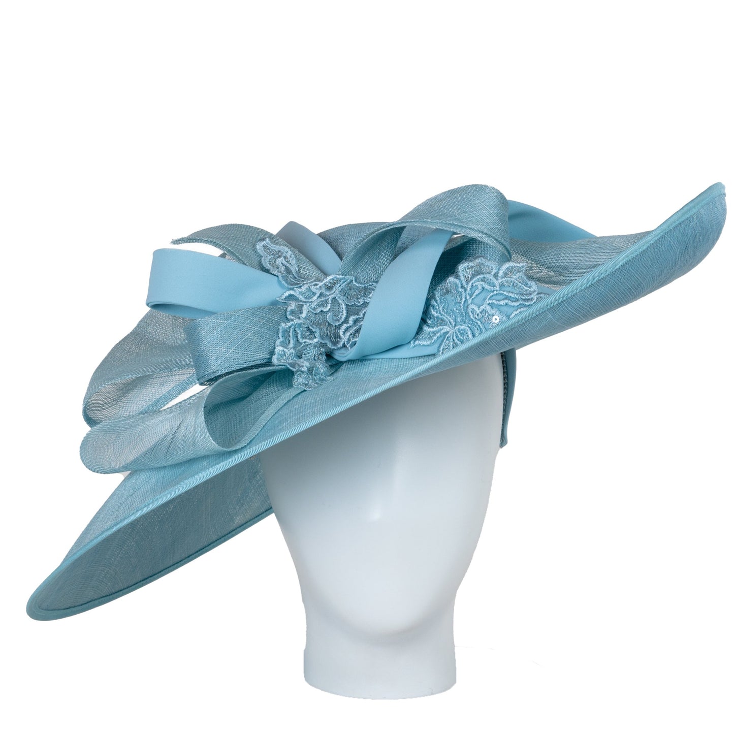 Pale blue wide brim hat